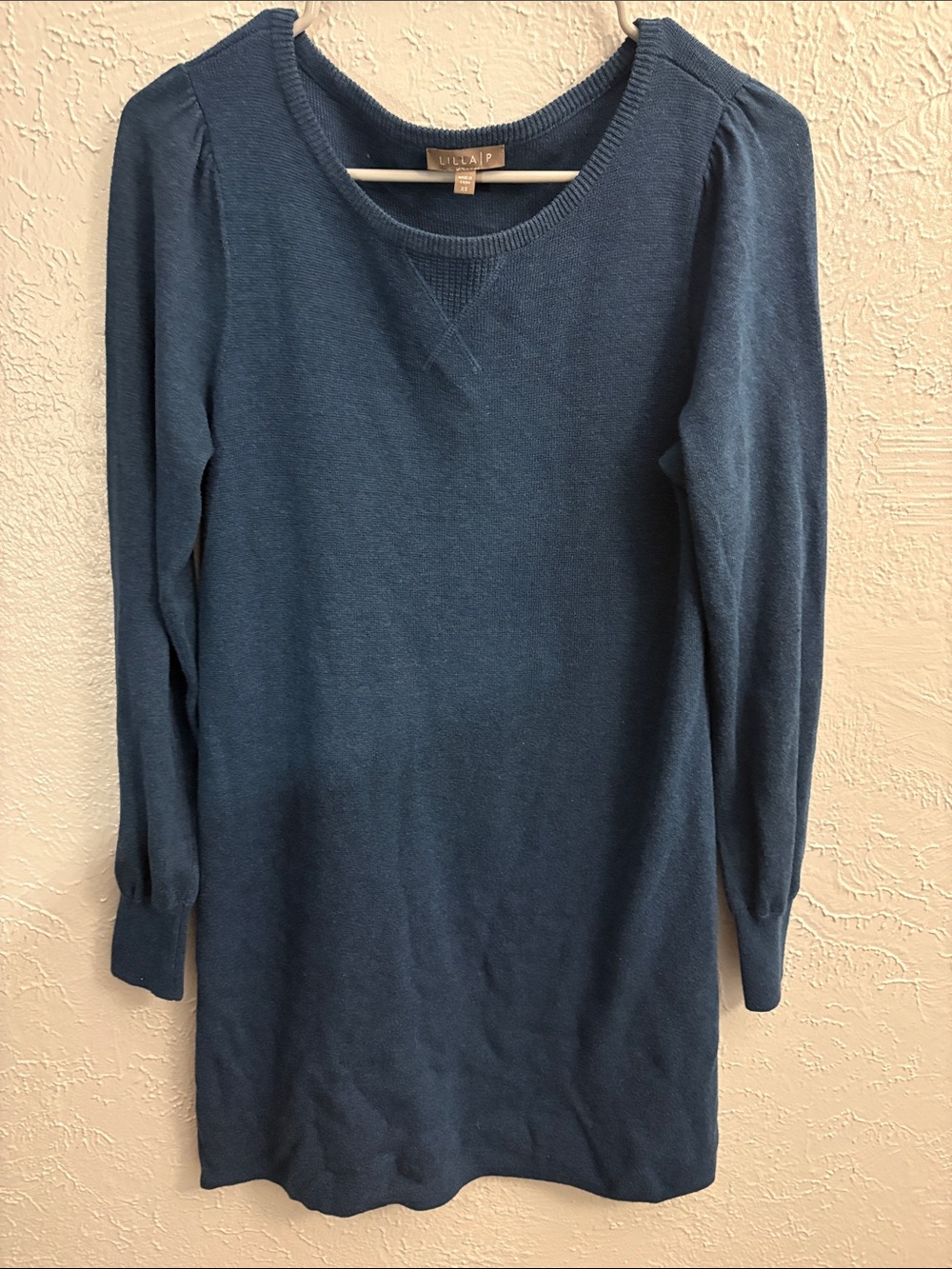 Lilla P Slate Blue Lightweight Crewneck Sweater